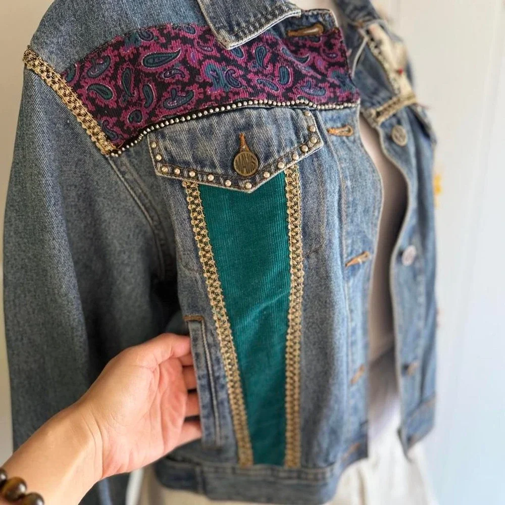 Mavis Denim 100% Cotton Embellished Jacket Women's Size Xs